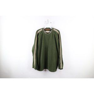 Vintage Horny Toad Mens Large Faded Color Block Fleece Crewneck Sweater Green